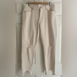 DEAR JOHN Gisele High Rise Skinny Jeans Size 32 Distressed Cream Color